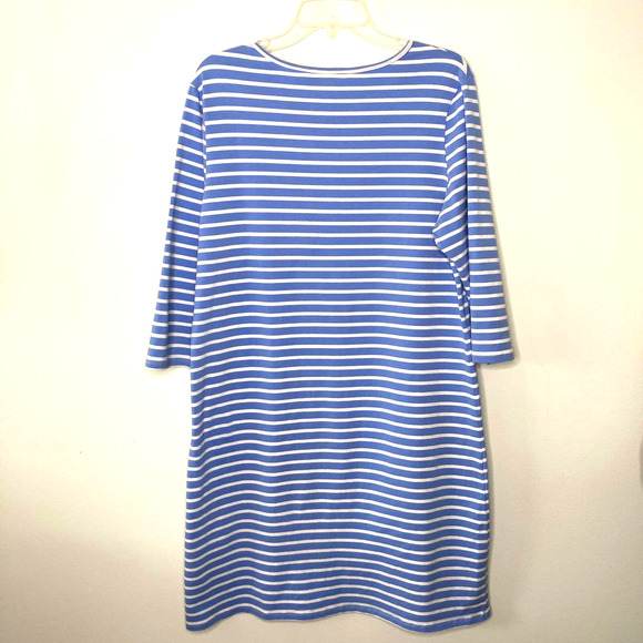 Anthony Richards Wms Large Light Blue White Striped Cotton Blend T- Shirt Dress - Picture 2 of 7